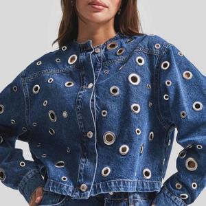 Veste en jean pour femme sur mesure, style vintage, design haut de gamme OEM, vente directe d'usine pour l'hiver - Product Image 1