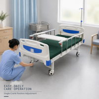 Lit médical pratique à 1 fonction avec tête et pieds en ABS, sommier à lattes ventilé et revêtement antibactérien pour hôpital et clinique