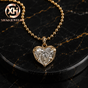 Collana da Donna Trendy con Pendente <span class=keywords><strong>Solitario</strong></span> a Cuore in Oro Massiccio 18K con Diamante da Laboratorio Certificato IGI HPHT CVD D VS1 di Lusso - Product Image 1