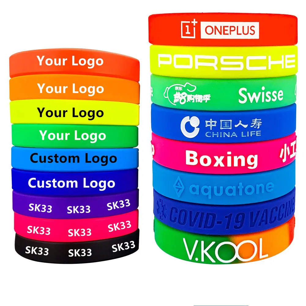 Hot Sale Custom Logo Events Rubber Glowing Wristband PVC Promotional Giveaway Bracelet Silicone Wristbands For Welcome Gifts