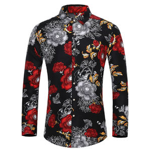 Molti stili camicia da uomo a maniche lunghe taglie forti 7XL moda rosa fiore fiore stampato camicia Hawaii vacanza per il tempo libero abbigliamento da uomo - Product Image 2
