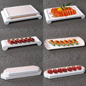 จานเมลามีนทรงสี่เหลี่ยมลายสีแดงสำหรับเสิร์ฟของหวานและอาหารเย็นในโรงแรม ภาชนะสำหรับร้านอาหารที่ทนทาน - Product Image 1