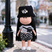 Poupée fille en vinyle de 24 cm, cheveux noirs longs et raides, tenue de mode, poupée à habiller, mini sac, objet de collection avec boîte cadeau pour filles
