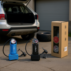 Inflador de Neumáticos Eb de 9X3.5 Pulgadas, 12V CC, Pantalla Analógica, Bomba de Aire de Cilindro Único para Auto y Motocicleta, Diseño Compacto y Portátil - Product Image 2