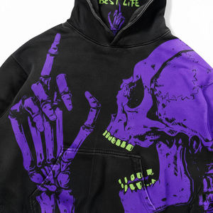 Sudadera con Capucha Personalizada para Hombre, Estilo Urbano, Estampado Gráfico de Calavera, Gótico, Grunge, Y2K, Hip Hop, Felpa Gruesa de Algodón - Product Image 2