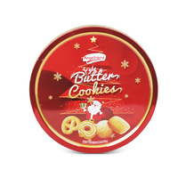 340g biscuits de Noël 340g biscuits au beurre avec goût sucré boîte-cadeau personnalisée étain en vrac exportation emballage sucre gaufrette Type