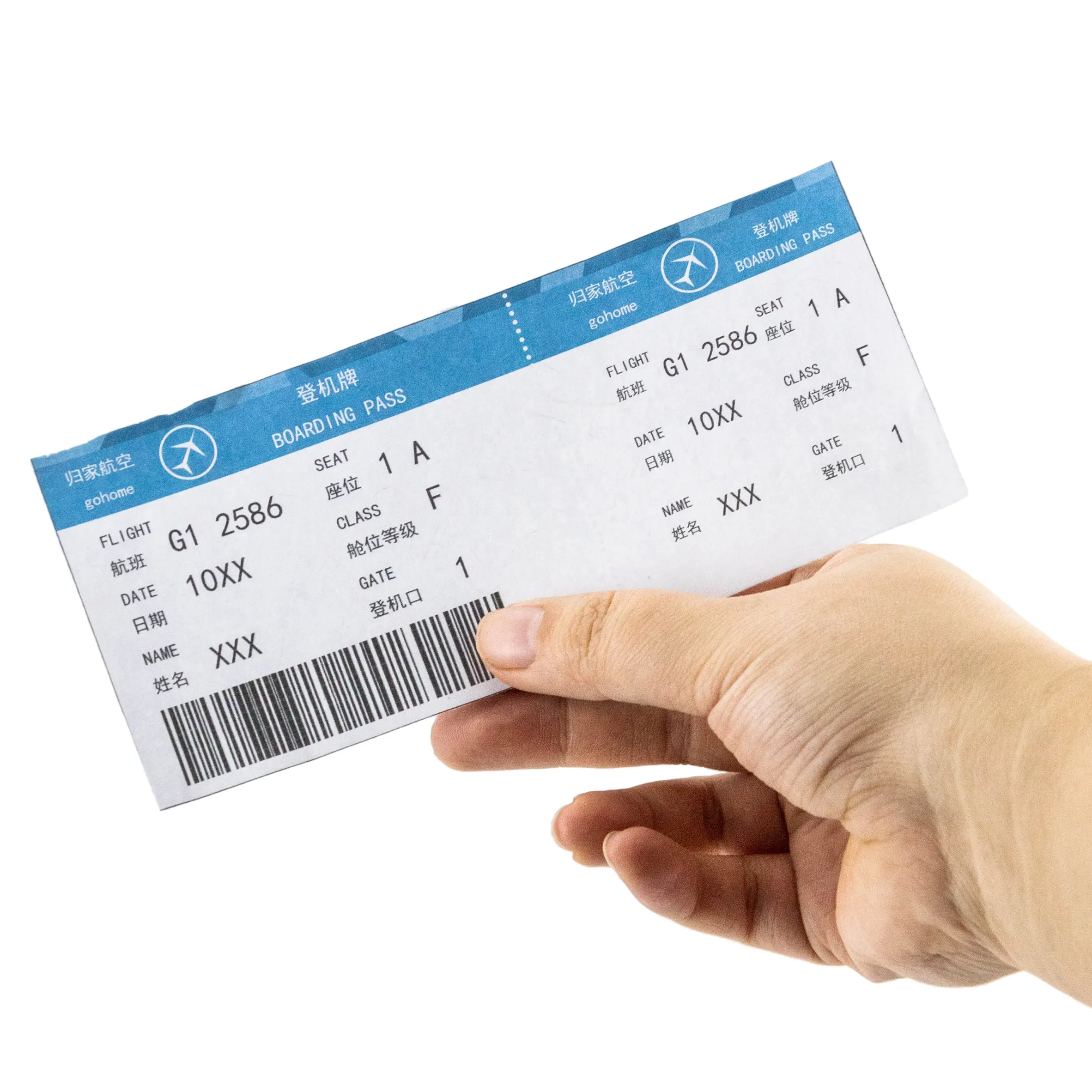 Biglietto aereo vuoto per biglietto aereo in bianco con carta per imbarco diretto termico stampato a buon mercato personalizzato