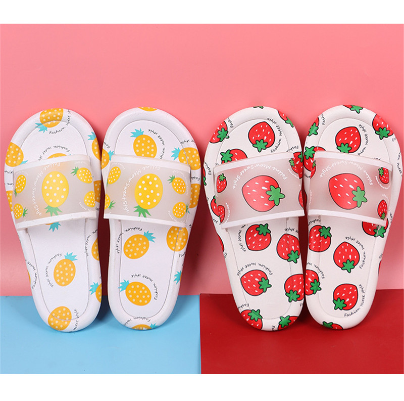 Summer Cute Strawberry Home Slippers Women Fruit Indoor Bath Shoes Plastic PVC Slides