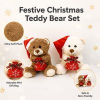 Ensemble de jouets en peluche ours en peluche de Noël personnalisés en gros avec mini sac cadeau, animaux en peluche doux, cadeau pour enfants
