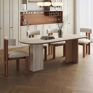Tavolo da <span class=keywords><strong>Cucina</strong></span> in Legno Massello Stile Retrò Francese, Tavolo Creativo Vintage Semi-Ovale per Piccoli Appartamenti - Product Image 2