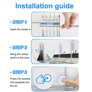 Stainless Steel Anti-Swing Hanging <strong>Shower</strong> <strong>Caddy</strong> <strong>Over</strong> <strong>the</strong> <strong>Door</strong> Bathroom <strong>Shower</strong> <strong>Caddy</strong> Shelf Storage No Drill Easy Installation - Product Image 2