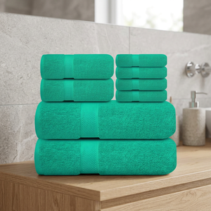 Solid Color Cotton Disposable Cooling Bath Towel <b>Set</b> Green Rectangle Woven Skin-Friendly Hotel Use - Product Image 1