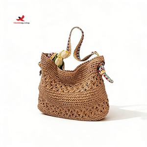 Bolso Tote de Mujer de Papel Tejido Estilo Vacacional a la Moda, Gran Capacidad, Casual, para <span class=keywords><strong>Playa</strong></span>, con Cierre de Cremallera, RTS, Pedido Mixto al por Mayor - Product Image 2