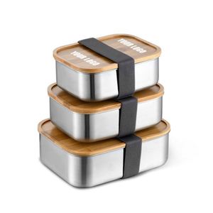 Custom logo <b>Work</b> Travel Eco-Friendly Meal Storage Food Container Leak-Proof Bamboo Lid Premium Stainless Steel Bento <b>Lunch</b> <b>Box</b> - Product Image 1