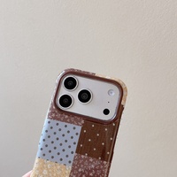 Nouvelle Tendance Coque de Téléphone Double Couche IMD pour iPhone 18 Pro Max 17 16 15 Motif Points de Croix et Fleurs Style Ins Housse de Protection