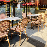 Mobilier de jardin empilable pour restaurant d'extérieur Table et chaises de café parisien Chaise de bistrot en rotin style français