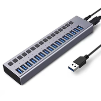 Usb 3.0 5Gbps Multifonctionnel Transmission Haute Vitesse hub usb 16 ports 12v puissance de charge avec interrupteur hub usb