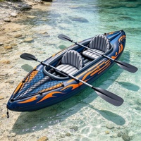 Kayak Gonflable Double Portable à Chambres d'Air Multiples, Résistant aux Perforations, avec Filet de Chargement et Sièges, Écologique, Garantie 1 An