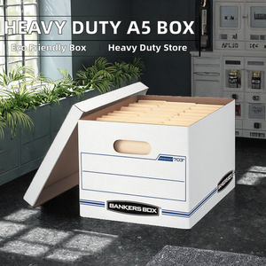 Heavy Duty A5 Cardboard Bankers <b>Box</b> with Gold Foil Printing Recyclable Rigid <b>Box</b> for Business <b>Document</b> <b>Storage</b> and Archiving - Product Image 2