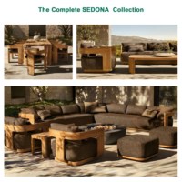 Ensemble de table et chaises de jardin Express Garden, moderne, durable, en teck, 6 places, empilable, résistant à l'eau, résistant aux UV, pour hôtel, salon