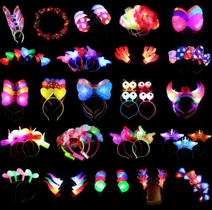 Cool Light Up Partido Hairband Piscando Bowknot LED Headband Para Concerto Halloween Natal Fontes Do Partido