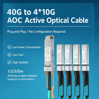 40G QSFP + aktif optik koparma kablosu 4X10G SFP + yüksek veri hızı ağ Fiber QSFP + AOC kablosu