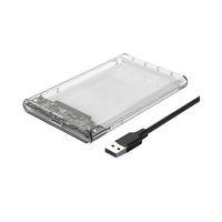 Box esterno trasparente per HDD da 2,5 pollici USB 3.0 SATA, custodia per disco rigido senza attrezzi, box esterno USB 3.0 SATA per HDD da 2,5 pollici