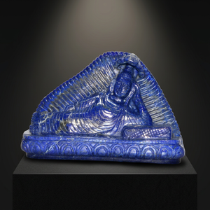 Statue de Bouddha couché en lapis-lazuli, sculptée à la main, pierre précieuse bleue, figurine de Bouddha dormant, décoration d'autel - Product Image 1