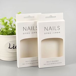 กล่องการ์ดสีขาวลายเลเซอร์ฟอยล์ทองสำหรับเล็บปลอม พร้อมจัดส่งรวดเร็ว บรรจุภัณฑ์โฮโลแกรมสำหรับเล็บปลอมแบบกดติด - Product Image 1