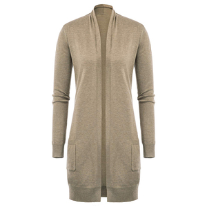2021 autunno inverno personalizzato OEM/ODM tasche lunghe in tinta unita bianco <span class=keywords><strong>Cardigan</strong></span> maglione lavorato a maglia maglieria vestiti per donna - Product Image 4