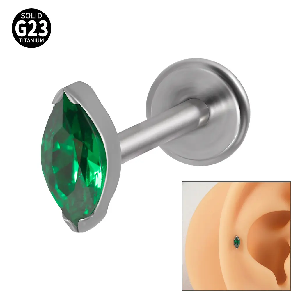 YW G23 titanio 16g gioielli Piercing a goccia Opal colorato CZ internamente filo Labret orecchio cartilagine