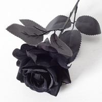 Großhandel Einzelne 51cm Hohe Zweigblumen Schwarze Seidenblumen Künstliche Samt-Rosen für Hochzeitsdekoration