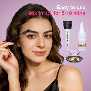 Kit de coloration semi-permanente pour cils et sourcils à base de plantes, 7 ml, brun café, qualité supérieure, formule huileuse, sans ammoniaque, pour sourcils naturels et fournis, effet tatouage - Product Image 3