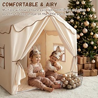 Grande tente de jeu pour enfants avec double porte, maisonnette de jeu pour filles et garçons, jeux d'imitation, polyester et coton, beige