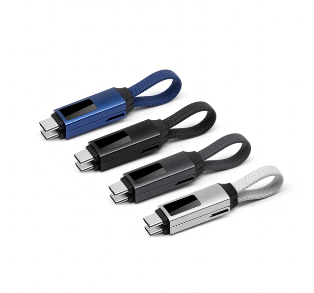 New 100w 3A Fast 3-in-1Magnetic Keychain Usb Cable Fast Charging Cable With Led Display Usb a Type C Micro Charger Cable