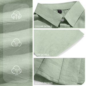 เสื้อเชิ้ตผู้ชายลำลองสีพื้นสไตล์ยุโรปอเมริกันสำหรับฤดูร้อน ขายส่ง เนื้อผ้าระบายอากาศ ไม่ยับ ใส่สบาย ทรงหลวม - Product Image 5