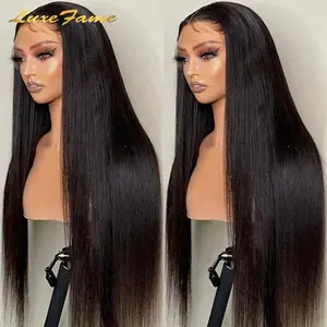 Peruca de cabelo humano liso, peruca brasileira transparente de renda frontal remy, peruca reta barata para mulheres negras, venda imperdível