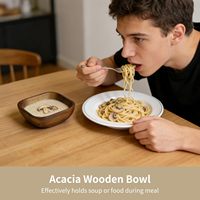 Bol carré en bois d'acacia, idéal pour salades, snacks, nouilles et fruits – Accessoire de table pour fêtes