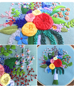 OEM ODM fabbrica all'ingrosso personalizzato motivo floreale ricamo panno <span class=keywords><strong>punto</strong></span> <span class=keywords><strong>croce</strong></span> Kit artigianato fai da te ricamo timbrato Starter Kit - Product Image 3