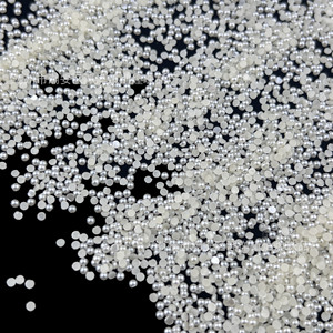 Perles acryliques demi-rondes blanches et beiges plates pour embellissement d'ongles DIY, accessoires, perles dispersées de 3 mm - Product Image 4