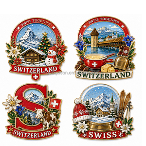 Magneti da Frigorifero delle Alpi Svizzere in Vendita, Set di Souvenir in Lega di Zinco con Montagne e Cultura Svizzera - Product Image 2