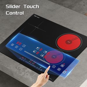 Placa de Inducción Individual Domeen de 24 Pulgadas con Control Táctil, Superficie de Vidrio, Pantalla Digital, Estufa Eléctrica Integrada - Product Image 1