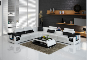 Sofá Seccional Moderno de Madera, Diseño <span class=keywords><strong>Italiano</strong></span> en Forma de L, de Alta Calidad y Lujo, con Función de Sofá Cama - Product Image 3