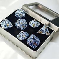LuxeRoll Hollow Octopus Metal Dice Set Blue Silver 7 Pcs Polyhedral DND for DND Tabletop RPG Game Call of Cthulhu Dice Wholesale