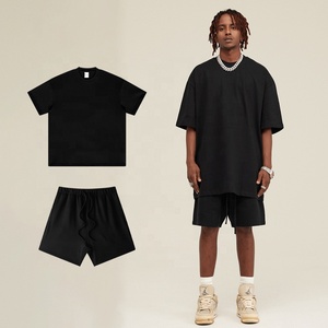 カスタムデザイン刺繍ユニセックスブランドTシャツとショーツセットブランク特大スーツ - Product Image 4