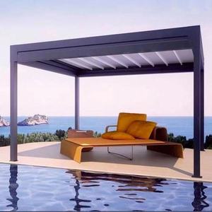 Gazebo de Metal para <span class=keywords><strong>terraza</strong></span> al aire libre, pérgola impermeable en el techo - Product Image 3