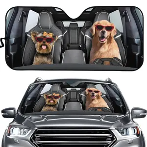 Print on Demand Car Sun Shade Custom Pattern Low MOQ Car Accessories Pets Dogs Pattern Car Sunshade Cover For Front Windshield