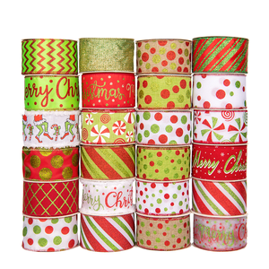 Rubans de Noël transfrontaliers <span class=keywords><strong>Maju</strong></span> – Grinch aux cheveux verts magnifiques, en satin polyester gaufré imprimé rouge et vert - Product Image 1
