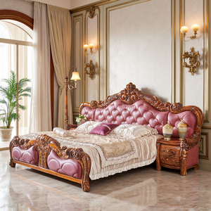 Letto matrimoniale in ebano stile europeo, nuovo letto in legno massello stile cinese per appartamento grande, con comodino da 2m e contenitore - Product Image 3