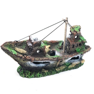 Aquarium Ornement Navire Coulé de Poissons De Bateau Épave Réservoir Voile Décor Grotte Naufrage - Product Image 1